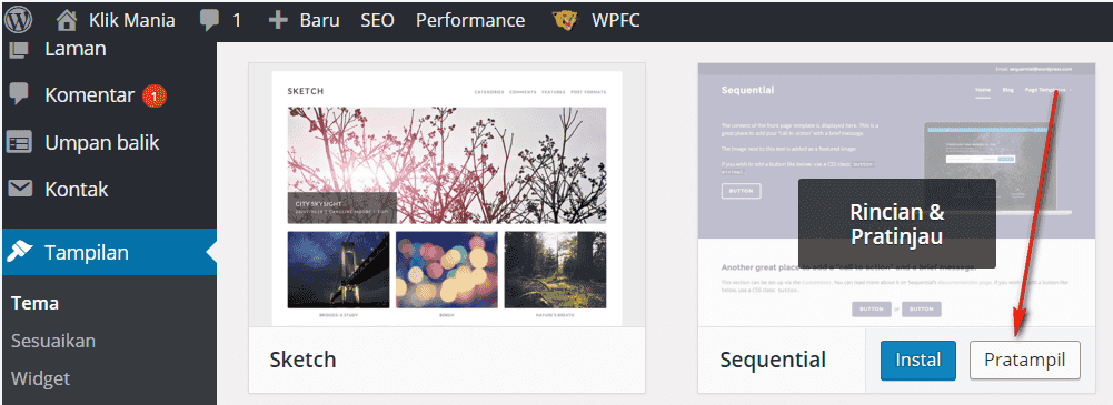 mengganti theme wordpress
