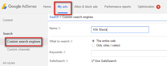 AdSense untuk penelusuran