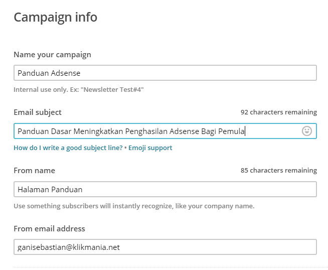 menggunakan mailchimp