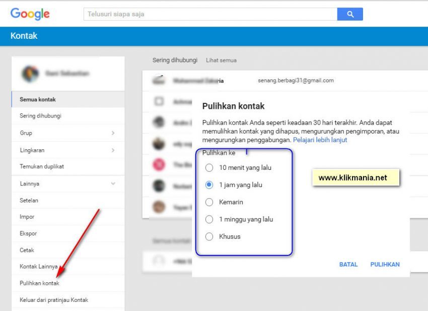 Mengembalikan Kontak Hilang