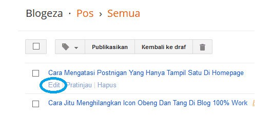 posting hanya tampil satu di homepage