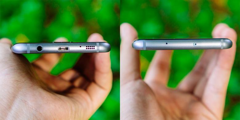 Sisi Bagian Atas dan Bawah Galaxy S7 Edge ( Foto : Oky Yusuf/Kompas.com)
