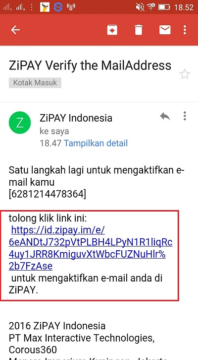 Verifikasi Email Zipay