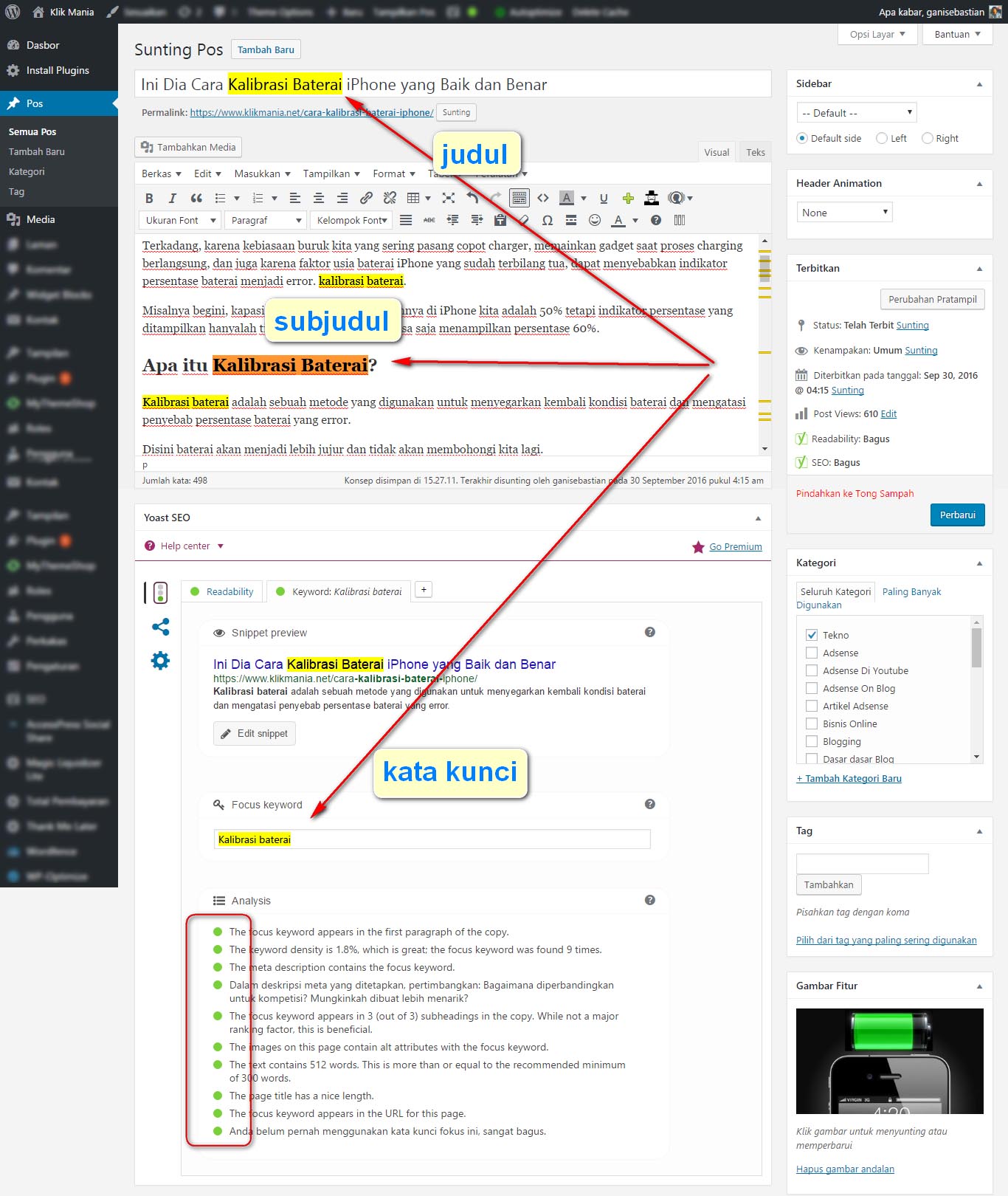 cara menempatkan kata kunci