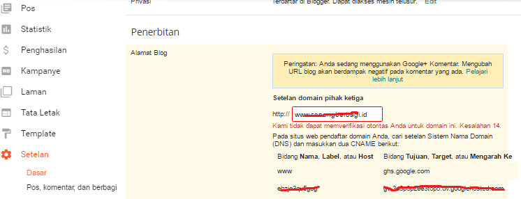 Cara Setting Domain Blog