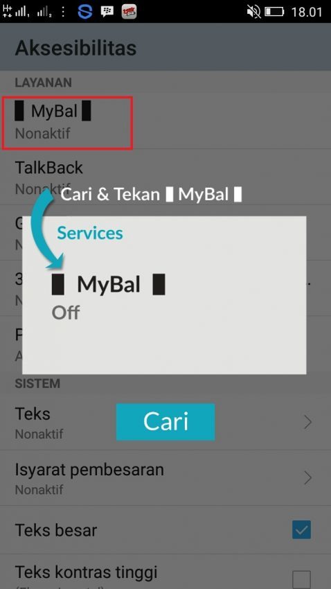 cara mengaktikan aksesibiltas MyBAL