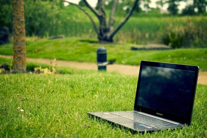 notebook in garden
