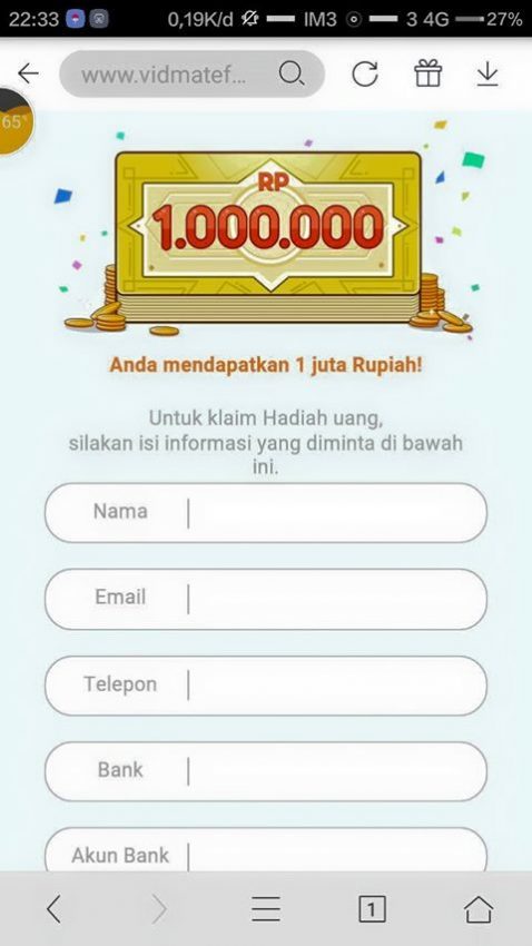 Wow dapat hadiah uang tunai vidmate