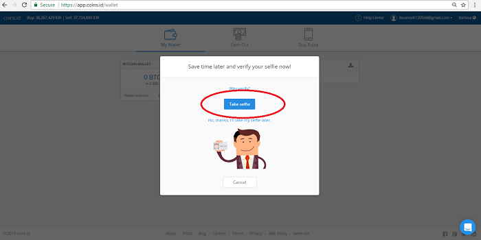 cara verifikasi selfi + id ktp di coins.id