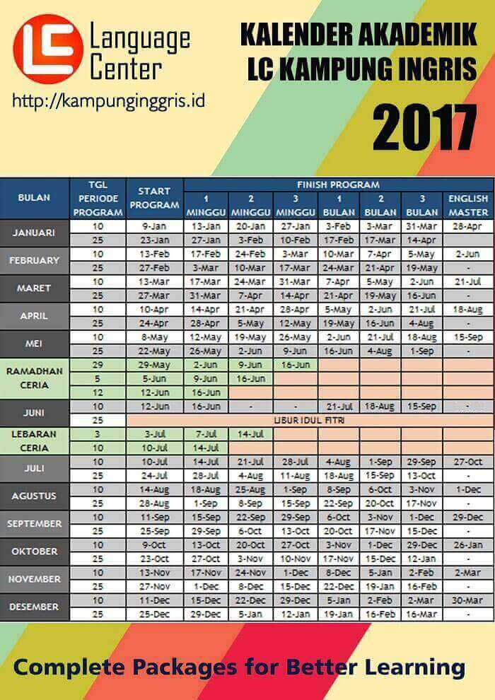kalender akademik LC kampung inggris