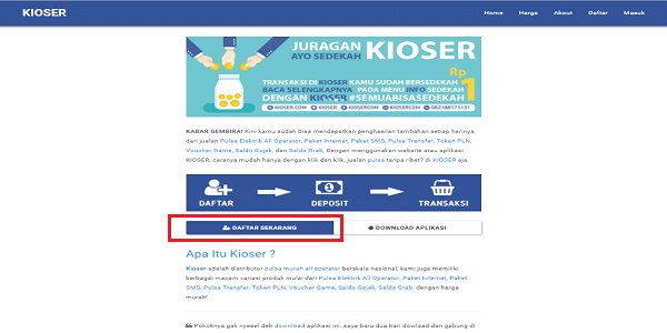 Cara daftar di server pulsa terbaik kioser