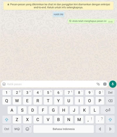 Hapus pesan whatsapp