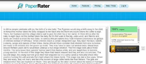 PaperRater Plagiarism Checker