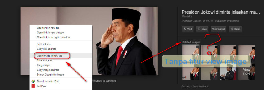 Fitur view image yang dihilangkan