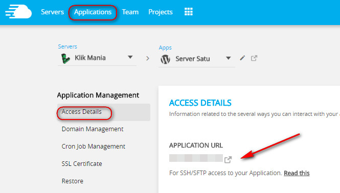 Master Credentials cloudways