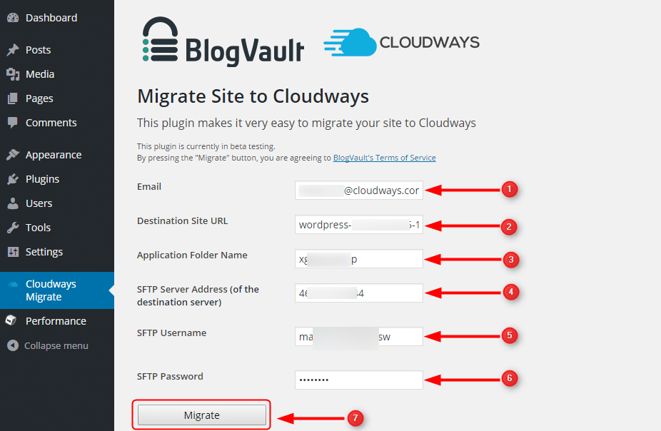 Master Credentials cloudways