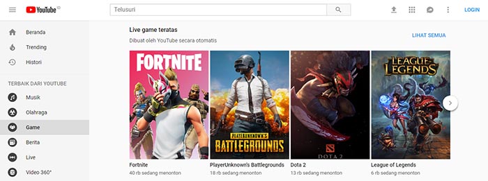 Tampilan Baru YouTube Gaming