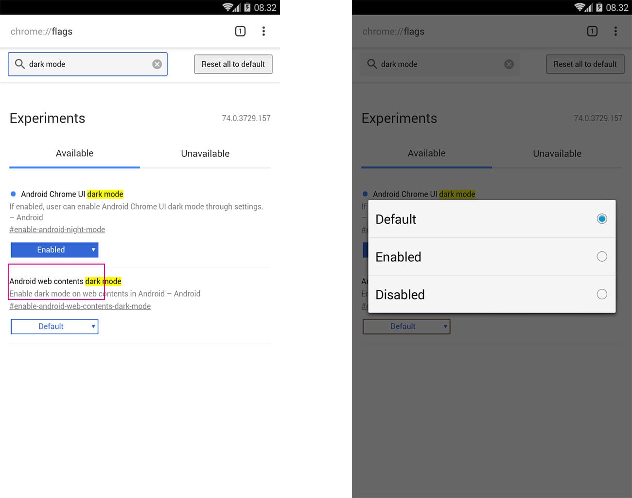 aktifkan fitur dark mode