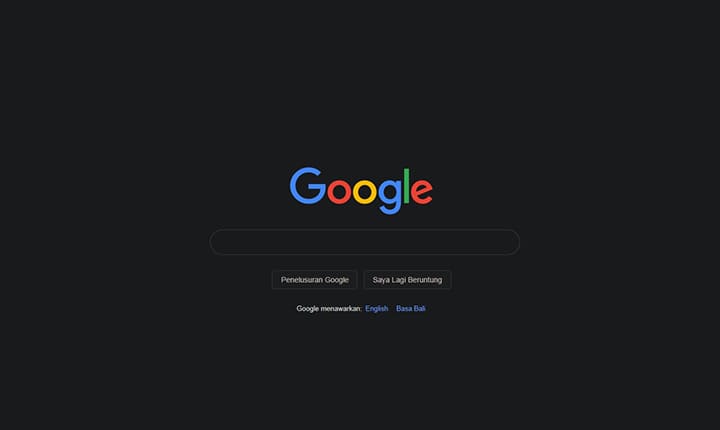 dark mode di browser chrome