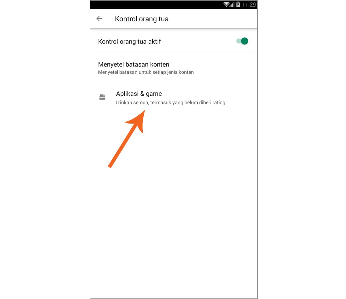 fitur kontrol orang tua google play