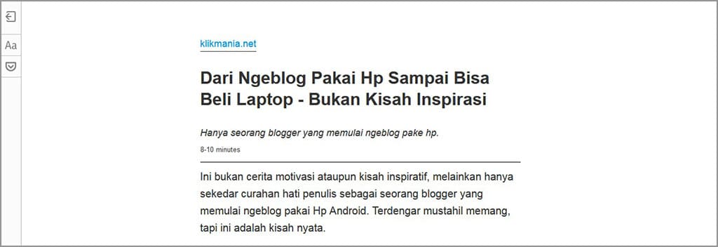mengaktifkan mode pembaca mozilla