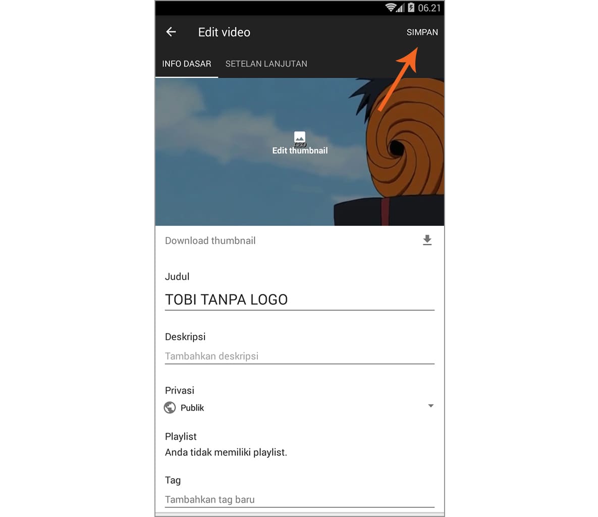 ubah setelan privasi video