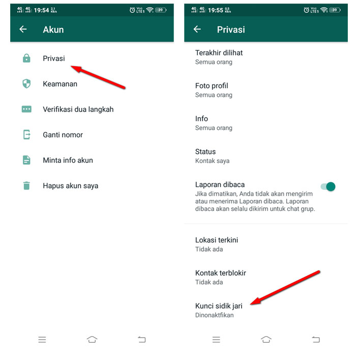 Cara Kunci WhatsApp dengan Sidik Jari