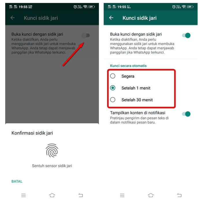 Cara Kunci WhatsApp dengan Sidik Jari