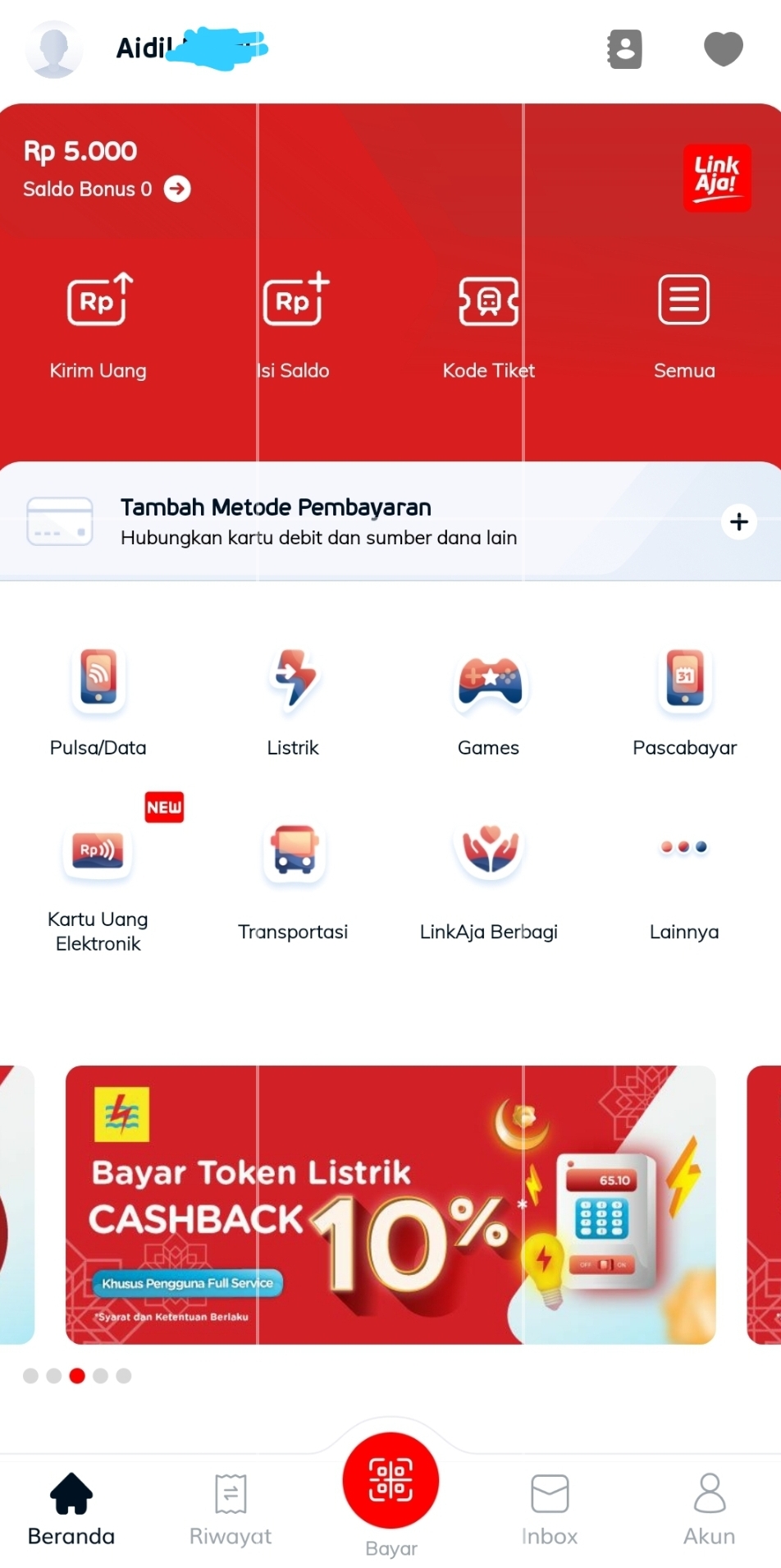 Beli pulsa di Aplikasi LinkAja