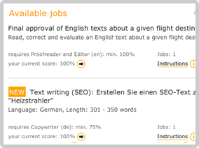 Available jobs Clickworker