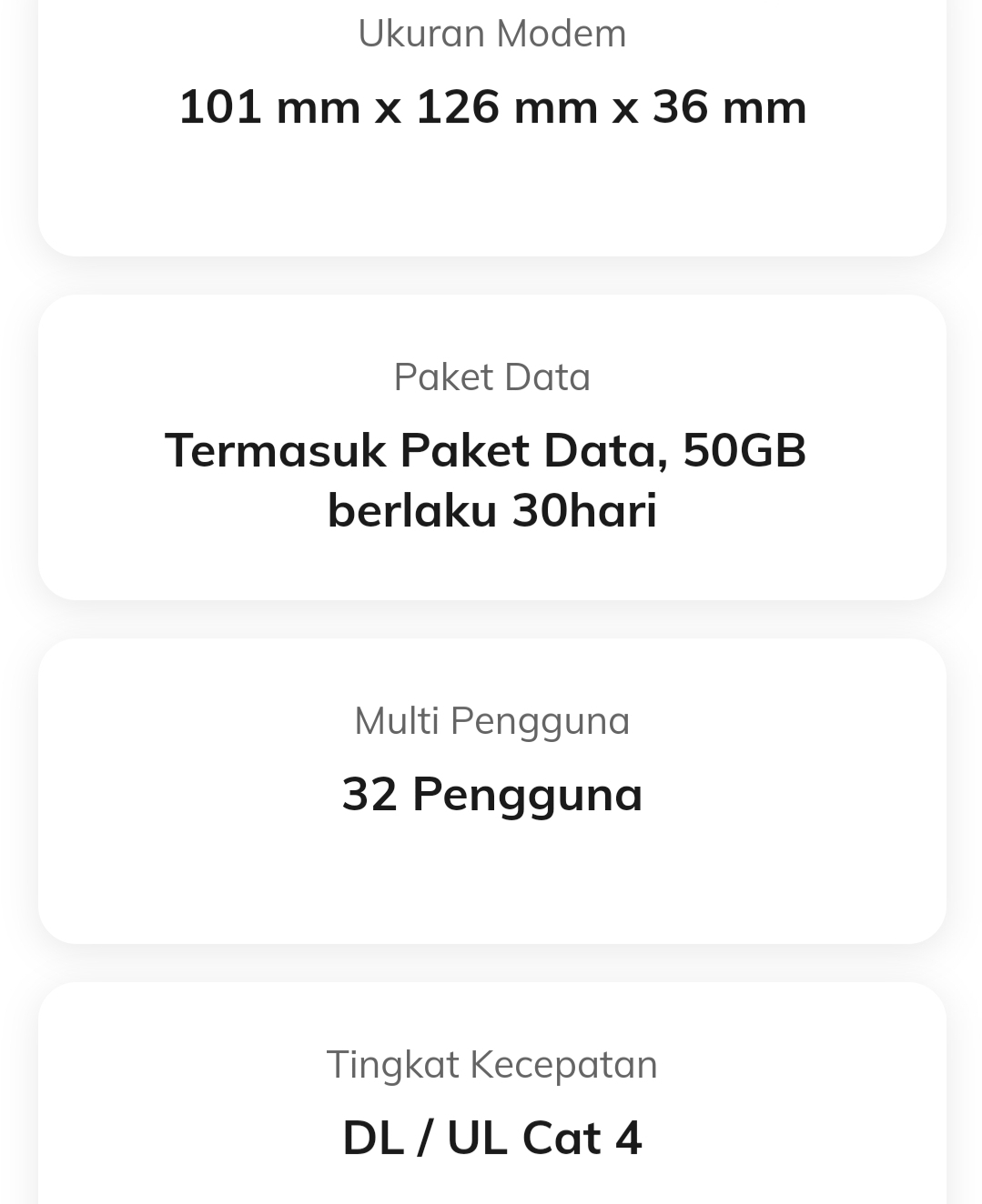 ukuran modem Telkomsel Orbit