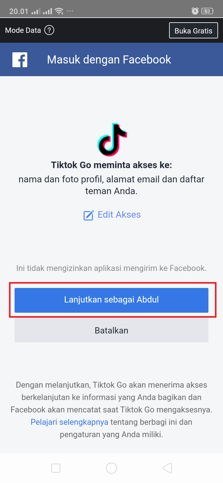 cara daftar di aplikasi TikTok Lite