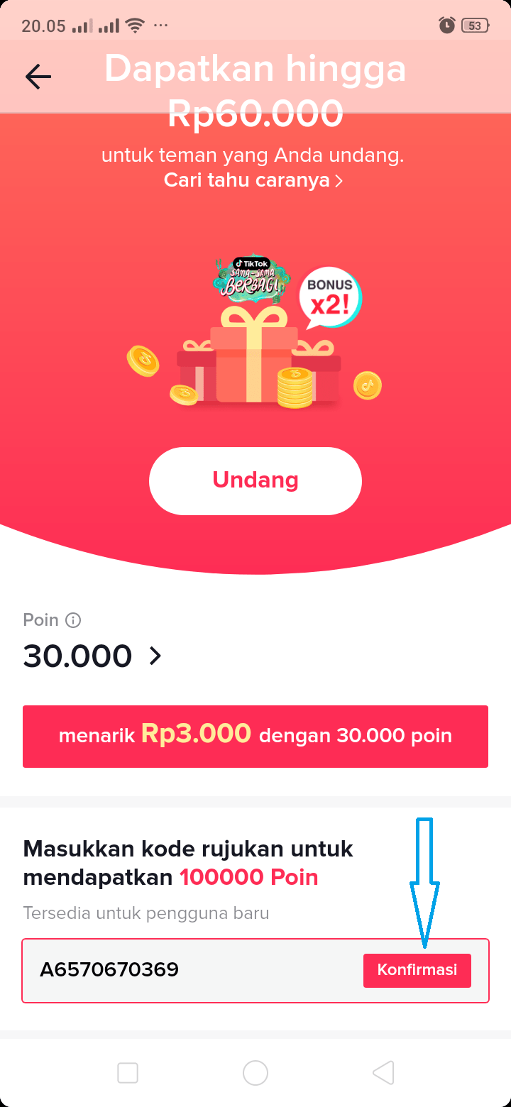 Cara Memasukan Kode Undangan TikTok Lite