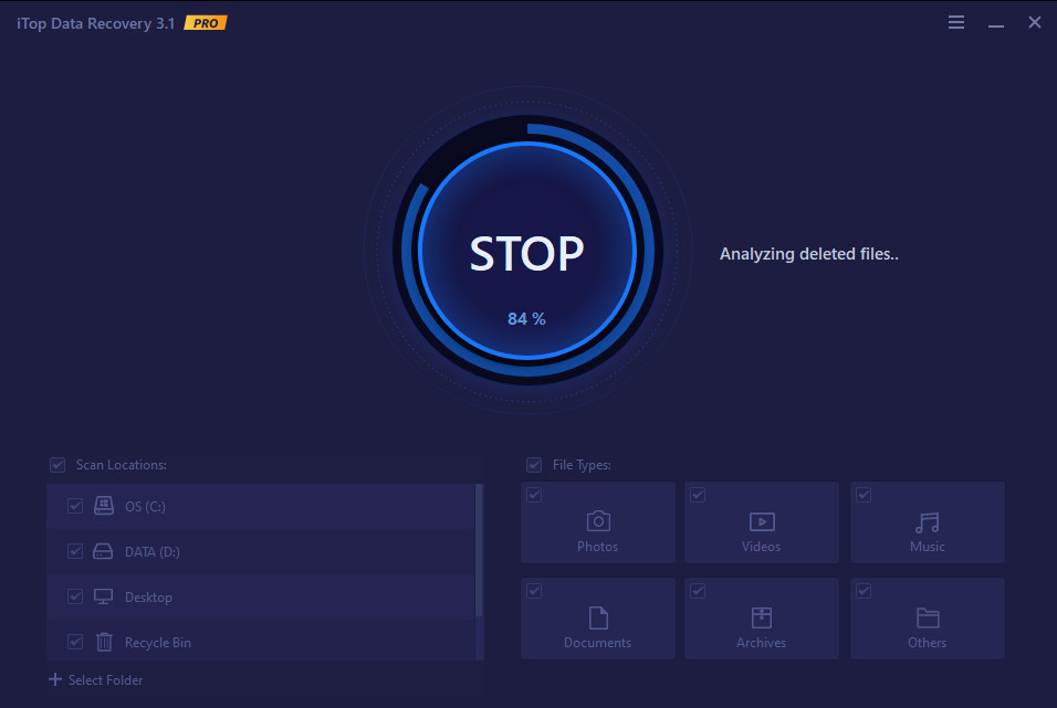 iTop Data Recovery scan