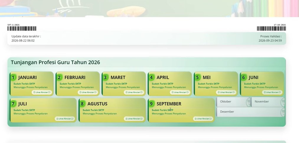 SKTP September Sudah Terbit di Info GTK, Cek Status Validasi dan Tahapan Pencairan Tunjangan Guru